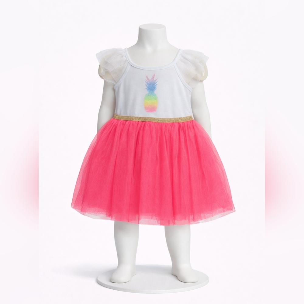 Cat & Jack Pink Tulle Dress with Pineapple Design
